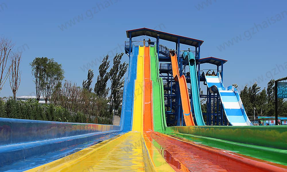 河北保定海森水上大世界彩虹滑梯、高速滑梯、家庭宽滑梯组合平台